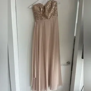 sachin and babi light blue dress Amsale Imani dress in champagne color extra